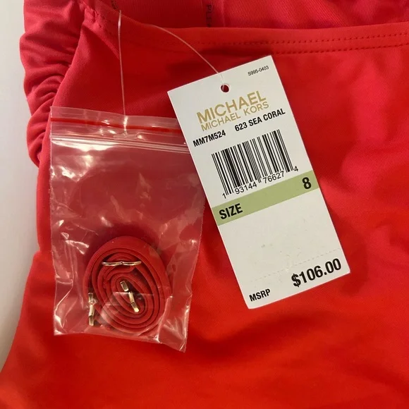 Micheal Kors Sea Coral Assymetrical Swimsuit - Picture 6 of 6